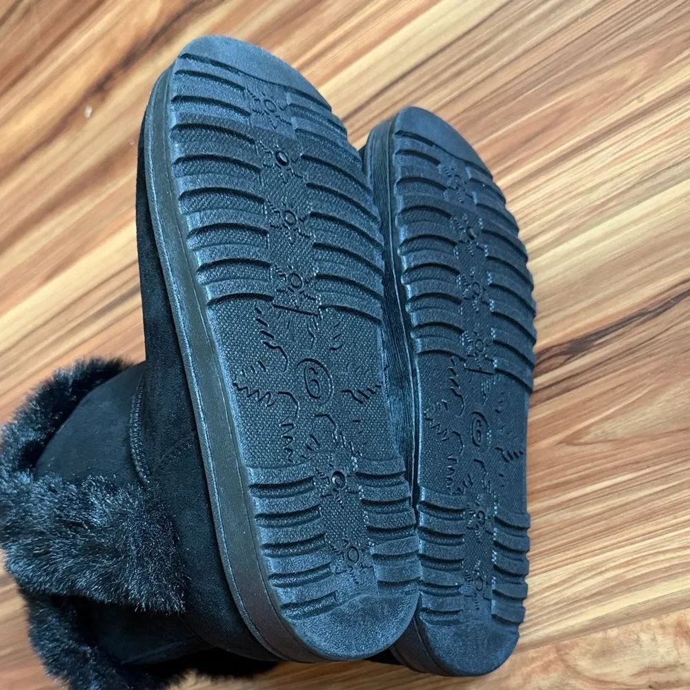 SO Black Faux Fur Ankle Winter Boots
